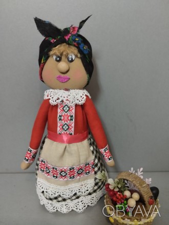 Сувенирная кукла- оберег домовушка с мешком и цветами. Кукла ручной работы. Един. . фото 1