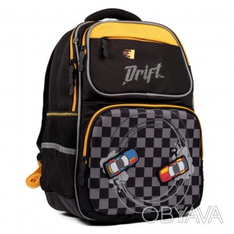 Рюкзак шкільний 1Вересня S-105 "Maxdrift", чорний/жовтий. . фото 1