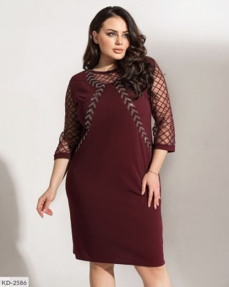 Платье KD-2587
Ткань: креп дайвинг комбинированный с сеткой флок, украшено страз. . фото 5