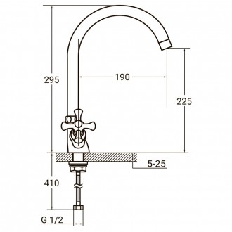 
Смеситель PL 1/2" для кухни гусак высокий ухо на гайке AQUATICA (PL-4B455C)
Мин. . фото 3