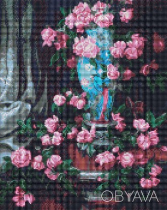 Набір з алмазною мозаїкою "Дивовижні троянди" 40х50см. . фото 1