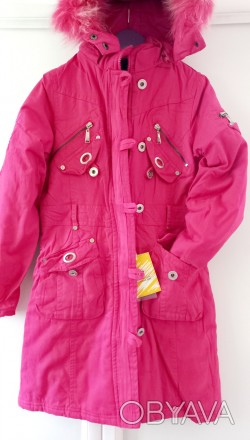 Подростковая детская Куртка Длинная пальто для Девочки ( яркая розовая) - 140, 1. . фото 1