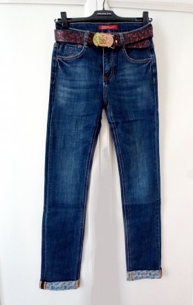 джинсы облегающие обтягивающие скинни скини женские стрейчевые синие с манжетом . . фото 8