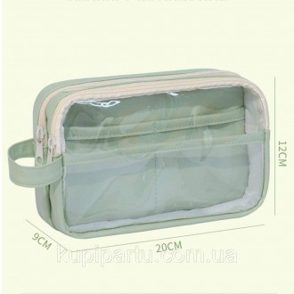 Ручний двошаровий прозорий пенал, сумка для ручок, квадратна сумка для зберіганн. . фото 6
