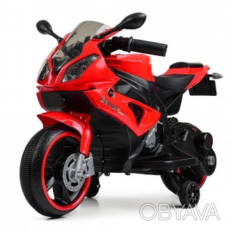 Мотоцикл M 4103-3 2 мотори 25W, 2 акум. 6V5AH,MP3, USB, світ. колеса, червоний.. . фото 1
