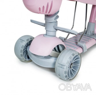 Самокат Scooter Smart 5 в 1 пастельно-розовый с бортиком оптом. . фото 1