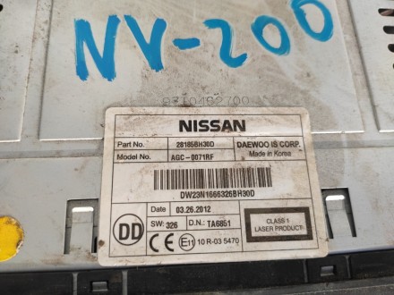  Автомагнитола CD для Nissan NV200 (Ниссан НВ200) 2009-2023 г.в.OE: 28185BH30D.Б. . фото 4