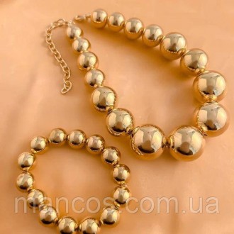 Новый комплект украшений из крупного золотистого жемчуга состоит из ожерелья и б. . фото 2