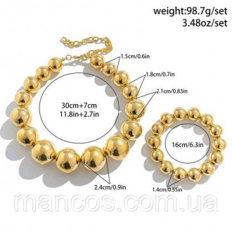 Новый комплект украшений из крупного золотистого жемчуга состоит из ожерелья и б. . фото 5