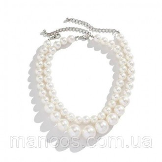 Оригинальное и женственное набор из двух ожерельев с искусственным белым жемчуго. . фото 5