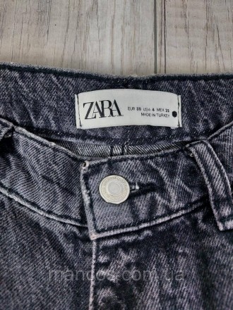 Серые широкие женские джинсы Zara. Джинсы с завышеной талией. Имеются три карман. . фото 8