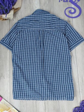 Летняя хлопковая мужская рубашка шведка Signal с коротким рукавом. Шведка синего. . фото 7