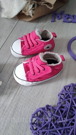 Розовые пинетки-кроссовки кеды для новорожденной девочки. Текстильные, теплые, в. . фото 6