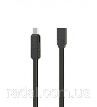Combo 3-in-1 кабель Remax RC-070th Gplex Lightning/microUSB/Type-C, 1м темно-сір. . фото 3