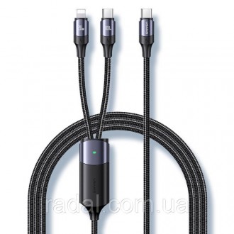 Стильний кабель USAMS US-SJ550 U71 підійде кожному. 2in1 (блискавка, USB-C) дозв. . фото 2