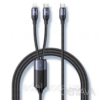 Стильний кабель USAMS US-SJ550 U71 підійде кожному. 2in1 (блискавка, USB-C) дозв. . фото 1
