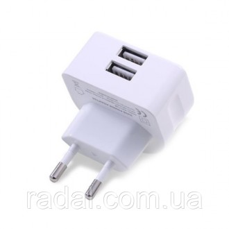 Зарядний пристрій Remax RP-U215i 2.4A 2USB + Cable Lightning black. За допомогою. . фото 3