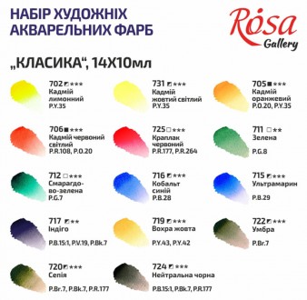 
Набор акварельных красок КЛАССИКА ROSA Gallery в тубах на 14 цветов по 10 мл в . . фото 5