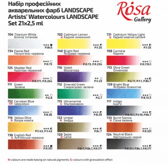 
Набор LANDSCAPE на 21 цвет в цветовой пенале индиго создан для художников, спос. . фото 4