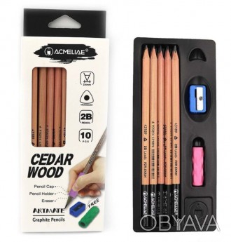 Карандаши графитные Acmeliae Cedar Wood 43104 - это черный карандаш 2В с графитн. . фото 1