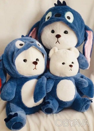 Мягкая игрушка медвежонок Тедди в костюме Стич плюшевый 28см Синий (582530601)
 . . фото 1