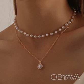 Колье женское с кулоном 14370 36 см золотистое