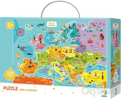 Пазлы "Карта Европы" на 100 элементов. Развивают логическое мышление, мелкую мот. . фото 1