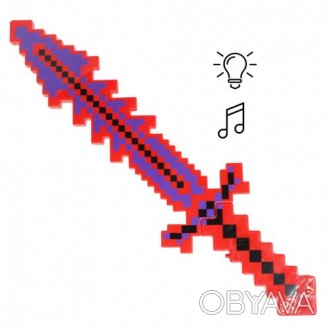 Пластиковый меч сделан в стиле компьютерной игры "Майнкрафт" - прекрасный подаро. . фото 1