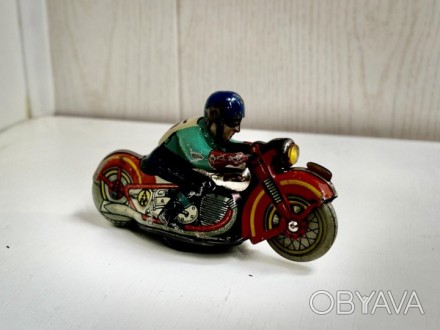 Заводная игрушка Мотоциклист СССР