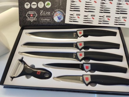 Набір кухонних ножів German family GF-24 з антипригарним покриттям і керамічною . . фото 3