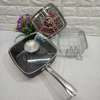 Високоякісна квадратна глибока сковорода призначена як сковорода, фритюрниця, де. . фото 3
