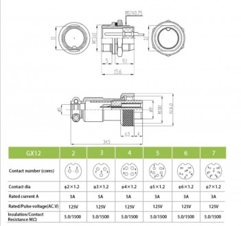 Роз'єм GX12-3 Штекер + гніздо GX12 (3 pin)
	
	GX12 штекер + роз'єм 3pin . . фото 11