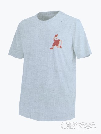Спортивная хлопковая футболка бренда Crivit. С круглым вырезом горловины и принт. . фото 1