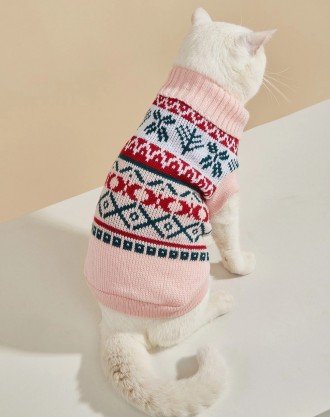 Вязаный свитер для котов (кошек) Alfa «Узоры» - свитерок хорошо тянется, очень т. . фото 4