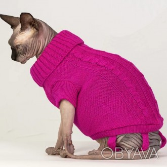 Вязаный свитер для котов (кошек) Alfa «Премиум». Свитерок хорошо тянется, очень . . фото 1