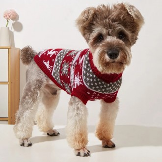 Вязаный свитер для собак Рождество. Свитерок хорошо тянется, теплый, есть лямки . . фото 9