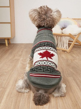 В'язаний светр для собак Канада. Светрик добре тягнеться, теплий, є лямки на ніж. . фото 7