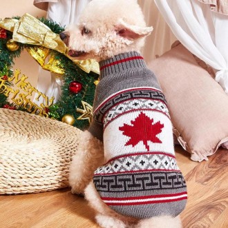 В'язаний светр для собак Канада. Светрик добре тягнеться, теплий, є лямки на ніж. . фото 2