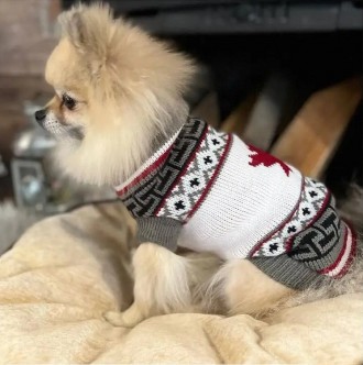 В'язаний светр для собак Канада. Светрик добре тягнеться, теплий, є лямки на ніж. . фото 8