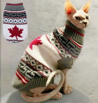 В'язаний светр для котів (кішок) Канада. Светрик добре тягнеться, теплий, є лямк. . фото 2