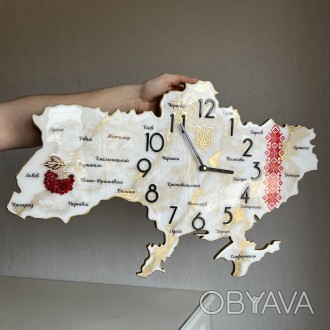 Настінний годинник "Карта України" - це втілення краси епоксидної смоли у поєдна. . фото 1