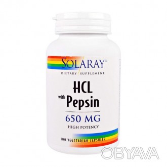 Betaine HCL with pepsin 650 mg (100 veg caps) - улучшает пищеварение и обеспечив. . фото 1