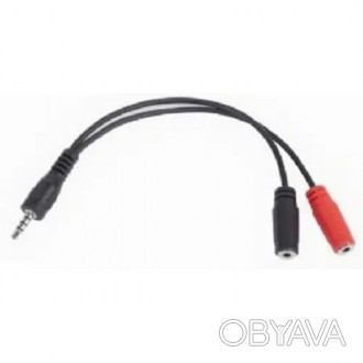 Аудио-кабель Cablexpert 3.5 мм - 2х3.5 мм (M/F) 0.2 м в черном цвете (CCA-417) -. . фото 1
