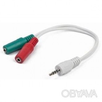Аудио-кабель Cablexpert 3.5 мм - 2х3.5 мм (M/F) 0.2 м в белом цвете (CCA-417W) -. . фото 1