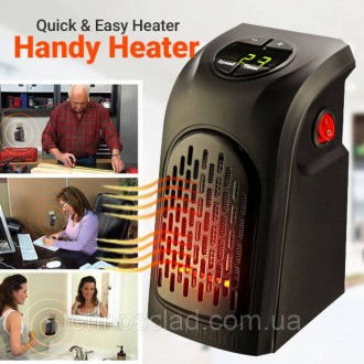 Портативний керамічний обігрівач Rovus Handy Heater Black 400 Вт нагрівач повітр. . фото 2