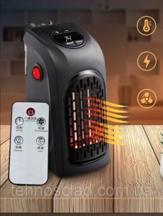 Портативний керамічний обігрівач Rovus Handy Heater Black 400 Вт нагрівач повітр. . фото 4