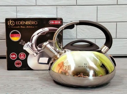 Чайник из нержавеющей стали со свистком Edenberg 3.0 л 
Непревзойденное качество. . фото 3