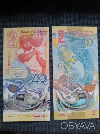 Банкнота Карибські острови номіналом 2 долари 2023р.UNC Polymer