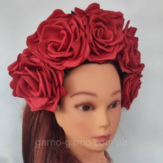 Красные розы, алые розы - Универсальный аксессуар для волос обруч ободок украшен. . фото 8