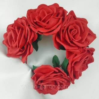 Красные розы, алые розы - Универсальный аксессуар для волос обруч ободок украшен. . фото 4